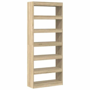 Bücherregal mit 6 Regalen aus Holz Massiv Sonoma Eiche 80 x 30 x 198 cm