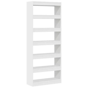 Bücherregal mit 6 Regalen aus Holz Massiv Weiß 80 x 30 x 198 cm