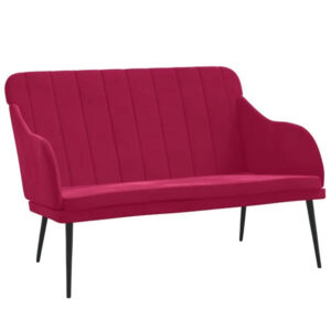 Sofa 2-Sitzer Samt Weinrot mit Rückenlehne & Metallgestell 110 x 76 x 80 cm