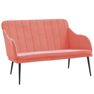 Sofa 2-Sitzer Samt Rosa mit Rückenlehne & Metallgestell 110 x 76 x 80 cm