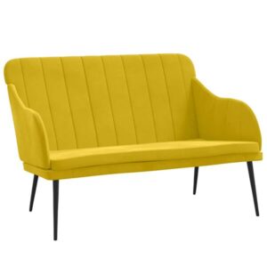 Sofa 2-Sitzer Samt Gelb mit Rückenlehne & Metallgestell 110 x 76 x 80 cm
