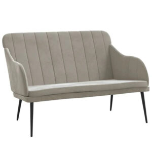 Sofa 2-Sitzer Samt Hellgrau mit Rückenlehne & Metallgestell 110 x 76 x 80 cm