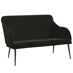 Sofa 2-Sitzer Samt Schwarz mit Rückenlehne & Metallgestell 110 x 76 x 80 cm