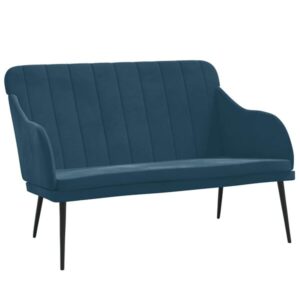 Sofa 2-Sitzer Samt Blau mit Rückenlehne & Metallgestell 110 x 76 x 80 cm