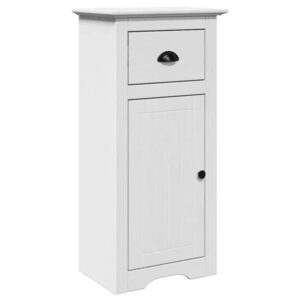Badezimmerschrank Holz Massiv Weiß mit Schublade & Tür 44 x 30 x 90 cm