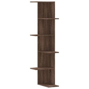 Wand-Eckregal Braun Eiche 36,5x36,5x140 cm Holzwerkstoff 5 Ablagen