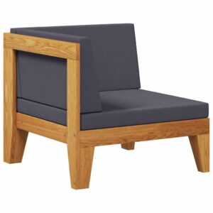 Ecksofa Lounge Holz Akazie Massiv Natur Dunkelgrau 68,5 x 68,5 x 62 cm