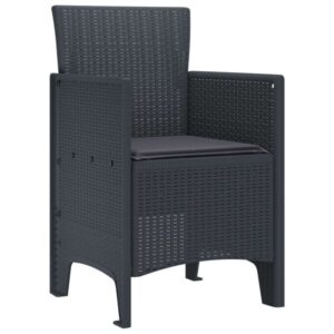 2er Set Gartenstühle Polypropylen Dunkelgrau mit Armlehnen 53 x 49 x 85 cm