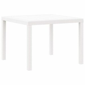 Gartentisch aus Poly-Rattan mit Stahlrahmen Weiß 100 x 100 x 73 cm