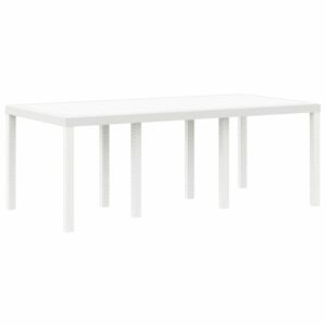 Gartentisch aus Poly-Rattan mit Stahlrahmen Weiß 200 x 100 x 73 cm