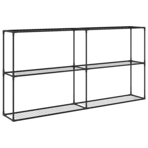 3-stöckiger Pflanzenständer Stahl Schwarz 200 x 32 x 104 cm Outdoor