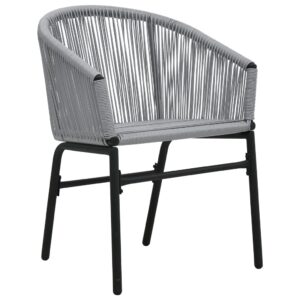 Gartenstühle 2er-Set aus PE-Rattan mit Kissen Grau 58 x 58 x 78 cm