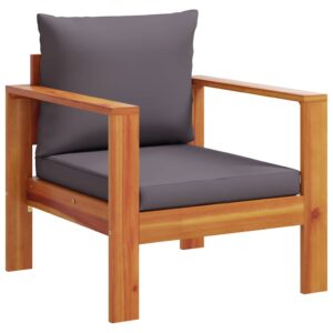 Gartensessel aus Akazienholz mit Kissen Dunkelgrau 68 x 68 x 64 cm