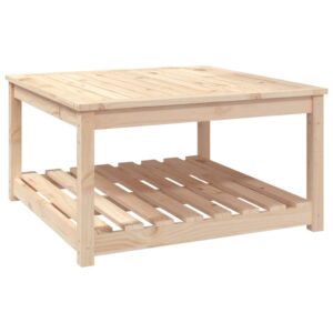 Gartentisch mit Ablage Holz Kiefer Massiv Natur 82,5 x 82,5 x 45 cm