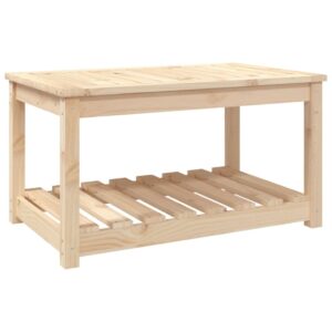 Gartentisch mit Ablage Holz Kiefer Massiv Natur 82,5 x 50,5 x 45 cm