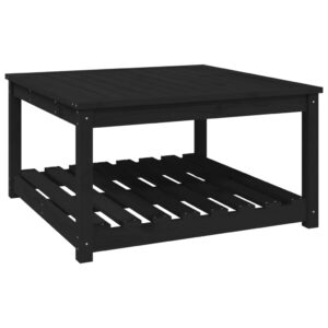 Gartentisch mit Ablage Holz Kiefer Massiv Schwarz 82,5 x 82,5 x 45 cm