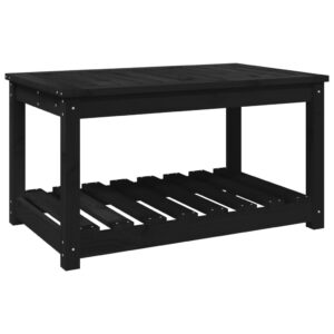 Gartentisch mit Ablage Holz Kiefer Massiv Schwarz 82,5 x 50,5 x 45 cm