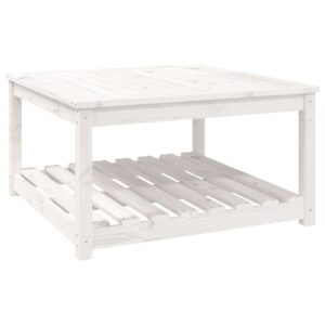 Gartentisch mit Ablage Holz Kiefer Massiv Weiß 82,5 x 82,5 x 45 cm