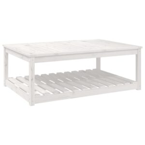 Gartentisch mit Ablage Holz Kiefer Massiv Weiß 121 x 82,5 x 45 cm