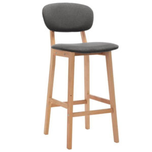2er Set Barhocker Dunkelgrau Stoff Buchenholz 45 x 47 x 92 cm