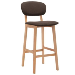 2er Set Barhocker Braun Stoff Buchenholz 45 x 47 x 92 cm