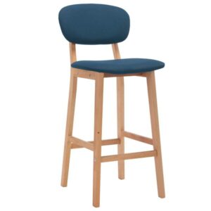 2er Set Barhocker Blau Stoff Buchenholz 45 x 47 x 92 cm