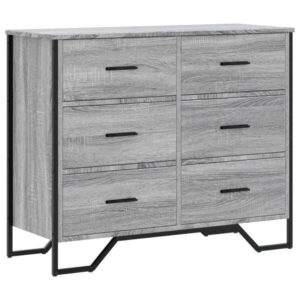 Kommode Grau Sonoma mit 6 Schubladen aus Holzwerkstoff 91 x 35,5 x 74,5 cm