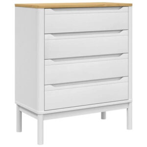 Kommode Kiefer Massivholz Weiß mit 4 Schubladen 76,5 x 39 x 90,5 cm