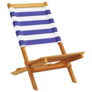 Klappbare Gartenstühle aus Akazienholz 2er-Set Blau und Weiß mit Rückenlehne 41 x 72 x 68 cm
