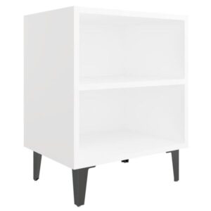 Nachttisch 2er Set Weiß mit 2 Regalen 40 x 30 x 50 cm