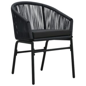 Gartenstühle 2er-Set aus PE-Rattan mit Kissen Schwarz 58 x 58 x 78 cm