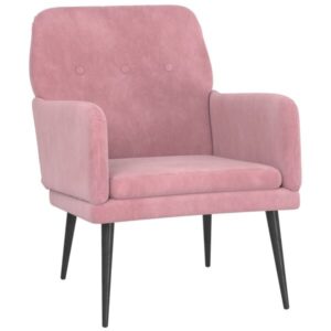 Relaxsessel Samt Rosa mit Metallgestell 62 x 79 x 79 cm
