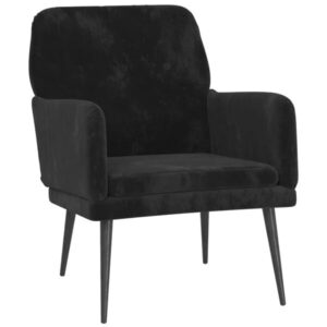 Relaxsessel Samt Schwarz mit Metallgestell 62 x 79 x 79 cm