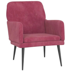 Relaxsessel Samt Weinrot mit Metallgestell 62 x 79 x 79 cm
