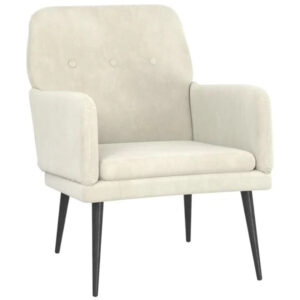 Relaxsessel Samt Creme mit Metallgestell 62 x 79 x 79 cm