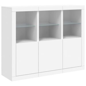 3er Set Sideboards mit LED Weiß Holzwerkstoff 123 x 37 x 100 cm