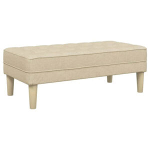 Sitzbank Ottoman Creme Gepolstert 2-Sitzer Modern 113 x 57 x 39 cm