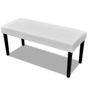 Sitzbank Kunstleder Weiß Gepolstert 106 x 43 x 46 cm