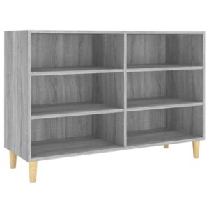 Sideboard aus Massivholz Grau Sonoma Modern mit 6 Fächern 103,5 × 35 × 70 cm