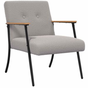 Loungesessel Hellgrau 59x75x78 cm aus Wollähnlicher Stoff Modern