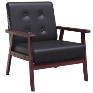 Sessel Schwarz Stoff 64,5x67x73,5 cm mit Kunstlederbezug Modern