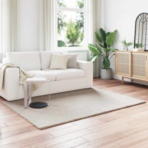 Kunstfell Teppich Beige 120 x 170 cm Rutschfest Weich