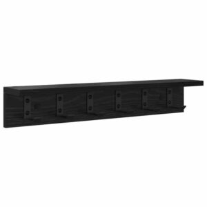 Wandregal aus Holzwerkstoff Schwarz mit Haken 60 x 10,5 x 10,5 cm