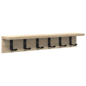Wandregal aus Holzwerkstoff Sonoma Eiche mit Haken 60 x 10,5 x 10,5 cm